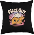 Piece Out Pumpkin Pie Cute Thanksgiving Dessert Throw Pillow by Unknown