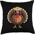 Football Turkey Fan Funny Thanksgiving Football Men Women Throw Pillow by Unknown