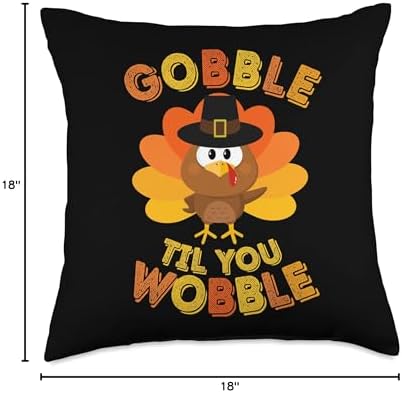 Gobble Til You Wobble Shirt Baby Outfit Toddler Thanksgiving Throw Pillow - Image 4