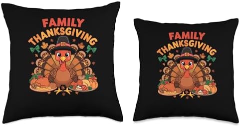 Matching Family Thanksgiving Crew 2025 Thankful Retro Turkey Throw Pillow - Image 3