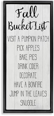 'Fall Bucket List Casual Sign'| Floating Frame Canvas Art by StupellIndustries