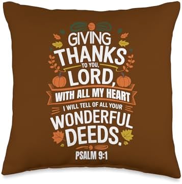 Giving thanks to you, Lord, with all my heart Psalm 9:1 Throw Pillow by Unknown