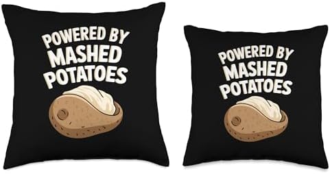 Powered by Mashed Potatoes Funny Thanksgiving Throw Pillow - Image 3