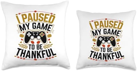 I Paused My Game To Be Thankful, Gamer Happy Thanksgiving Throw Pillow - Image 3