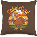 Gobblegool Thankful Retro Vintage Turkey Day Thanksgiving Throw Pillow by Unknown