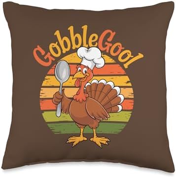 Gobblegool Thankful Retro Vintage Turkey Day Thanksgiving Throw Pillow by Unknown