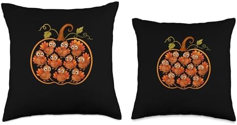 Turkeys Pumpkin Shape Thanksgiving Farmer Farming Family Throw Pillow - Image 3
