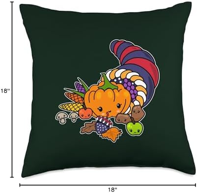 Cute Kawaii USA Patriotic Horn Thanksgiving Cornucopia Fruit Throw Pillow - Image 4