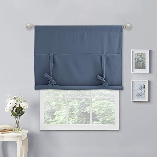NICETOWN Fashion Thermal Insulated Blackout Curtains, Adjustable Tie Up Neutral Style Curtain for Living Room/Bedroom Window/Thanksgiving (Stone Blue, 1 Panel, W40 x L54) - Image 4