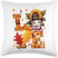 LOVE Thanksgiving Rat Fall Leaves Sunflower Rodent Lover Throw Pillow by Unknown