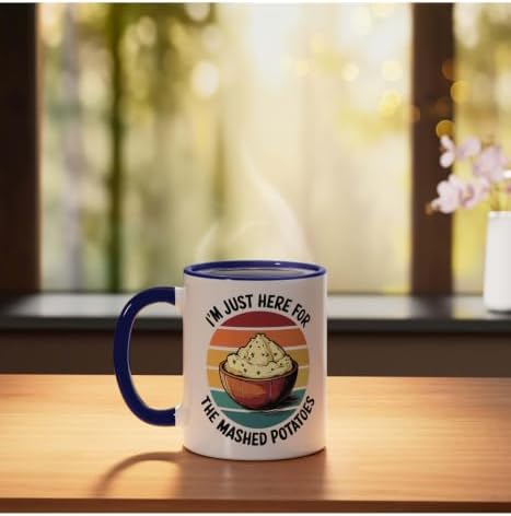 I'm Just Here For The Mashed Potatoes Ceramic Mug, Dark Blue/White, 11oz - Image 3