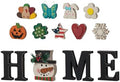 Glitzhome Interchangeable Home Sign with 10 Seasonal Icons Wooden Sign Table Top Shelf Decor for Holiday Farmhouse Door Welcome DIY Decor by Glitzhome