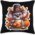 Thanksgiving Koala Fall Autumn Cottagecore Cute Australia Throw Pillow by Unknown