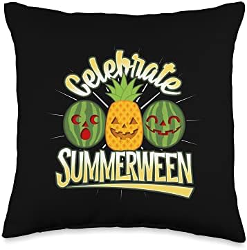 Summer Halloween Jack O Lantern Celebrate Summerween Throw Pillow