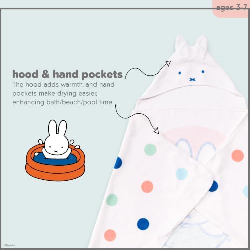 Miffy Kids Super Soft Bath/Pool/Beach Soft Cotton Terry Hooded Towel Wrap, 24 in x 50 in (Officially Licensed Product) By Franco