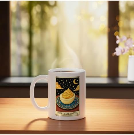 The Deviled Egg Tarot Card Ceramic Mug, White, 11oz - Image 3