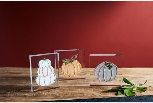 Mud Pie Acrylic Pumpkin Plaque, Cream, 5 1/4" x 5 1/4" - Image 2