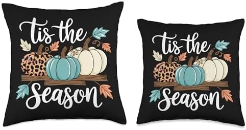 Tis the Season Thanksgiving Halloween Funny Leopard Pumpkin Throw Pillow - Image 3