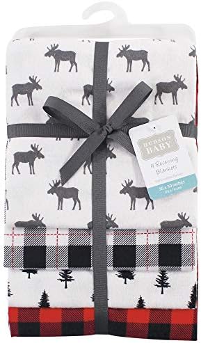 Hudson Baby Unisex Baby Cotton Flannel Receiving Blankets, Moose, One Size - Image 2
