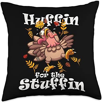 Huffin For The Stuffin Turkey Trot 5k Race Thanksgiving Throw Pillow by Unknown
