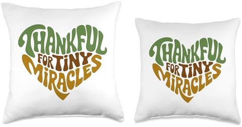 Thankful For Tiny Miracles, Family Kids Thanksgiving Throw Pillow - Image 3