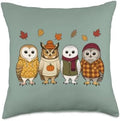 Owl Fall Autumn Season Pumpkin Throw Pillow by Unknown