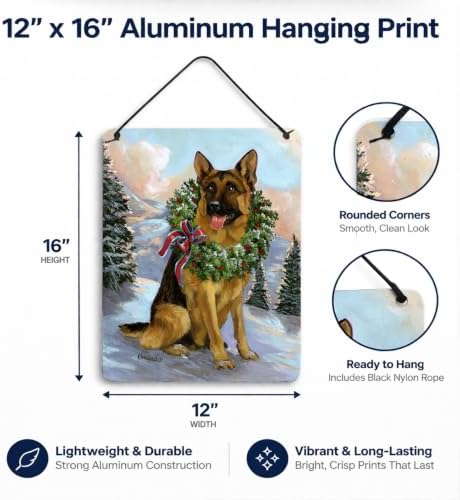 Caroline's Treasures PPP3098DS1216 German Shepherd Christmas Honor Wall or Door Hanging Prints Aluminum Metal Sign Kitchen Wall Bar Bathroom Plaque Home Decor Front Door Plaque, 12x16, Multicolor