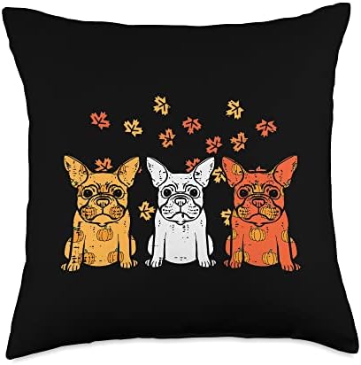 Thanksgiving French Bulldog Fall Frenchie Dog Men Women Kids Throw Pillow by Unknown
