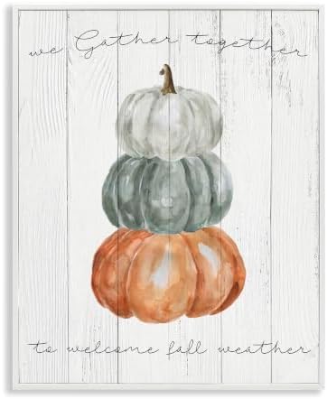 Pumpkins Gather Together Fall, 16 x 20 Inch Framed Giclée Print by StupellIndustries