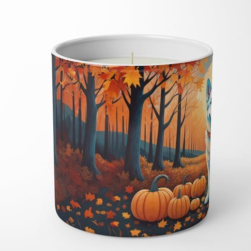 Caroline's Treasures DAC1047CDL White German Shepherd Fall Decorative Soy Candle Nature Soy Wax Essential Oil Home Decor Ideal for Bedroom Kitchen Bath Office Gift, 10 oz - Image 3