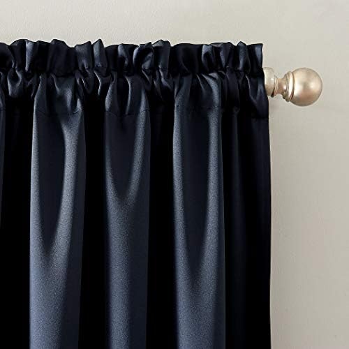 Sun Zero Oslo Theater Grade Extreme Total Blackout Rod Pocket Curtain Panel, 52" x 84", Navy Blue