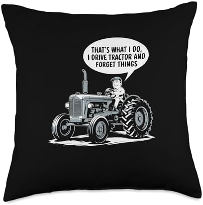 I Drive Tractor Thanksgiving Farmer Throw Pillow by Unknown