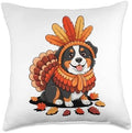 Thanksgiving Turkey Bernese Mountain Dog Throw Pillow by Unknown