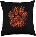 Cute Fall Dog Paw Print Pets Autumn Leaf Puppy Thanksgiving Throw Pillow by Unknown