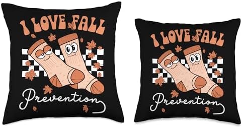I Love Fall Prevention Socks Thanksgiving Autumn Quote Throw Pillow - Image 3