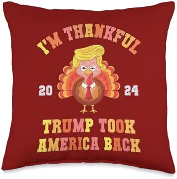 Victory I'M THANKFUL Trump Won Make Thanksgiving Great Again Throw Pillow by Unknown