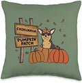 Chihuahua Pumpkin Patch Dog Lovers Thanksgiving Halloween Throw Pillow by Unknown