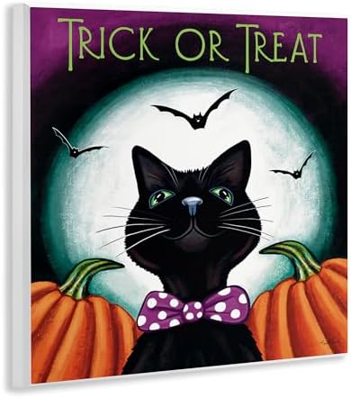 Trick or Treat Cat Halloween, 12 x 12 Inch Mounted Print on Wall Plaque