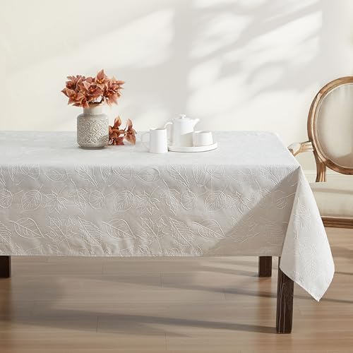 Laura Ashley Raised Embroidered Tablecloth, 60" x 84", Maple Taupe - Image 2