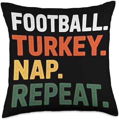 Nap Repeat Football Turkey Thanksgiving Parade Watchers Throw Pillow by Unknown