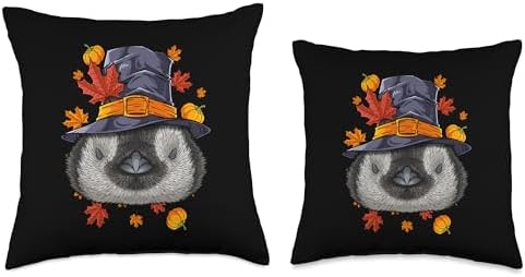 Thanksgiving Penguin Pilgrim Costume Fall Autumn Throw Pillow - Image 3