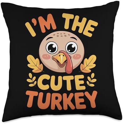 Thanksgiving Im The Cute Turkey Novembers Fall Fest Family Throw Pillow by Unknown