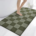 Bathroom Rugs, 30" x 60" Bath Rugs, Checkered Budding Green & Sage Green