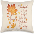 Thankful Grateful Blessed Christian Thanksgiving Fall Leaves Throw Pillow by Unknown