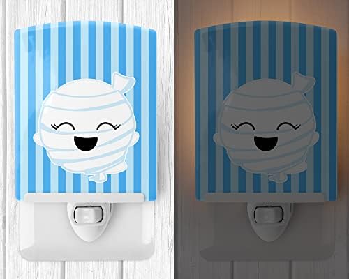 Caroline's Treasures BB6960CNL Halloween Ghost Mummy Ceramic Night Light Compact, UL-Certified, Ideal for Bedroom, Bathroom, Nursery, Hallway, Kitchen, 6x4x3, Multicolor