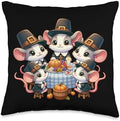 Funny thanksgiving shirty by merch4life Pilgrim Mice's Thanksgiving Banquet Autumn Throw Pillow, 16x16, Multicolor by Unknown