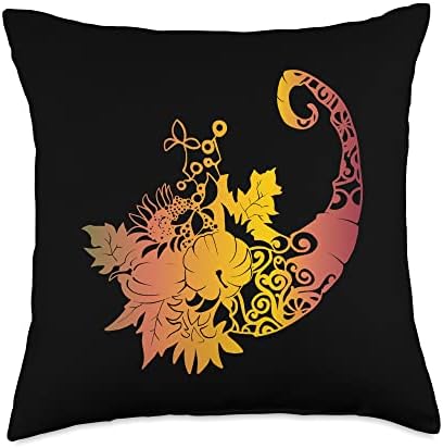 Cornucopia Fall Thanksgiving Harvest Throw Pillow by Unknown