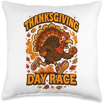Thanksgiving Day Turkey Trot Cool Retro Arcade Vintage Style Throw Pillow by Unknown