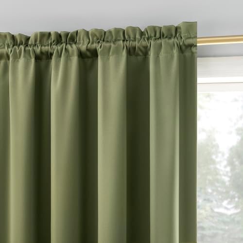 Sun Zero Oslo Theater Grade Extreme 100% Blackout Rod Pocket Curtain Panel, 52" x 84", Sage Green