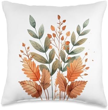 Autumn Leaves Fall Decor Thanksgiving Season Watercolor Throw Pillow by Unknown